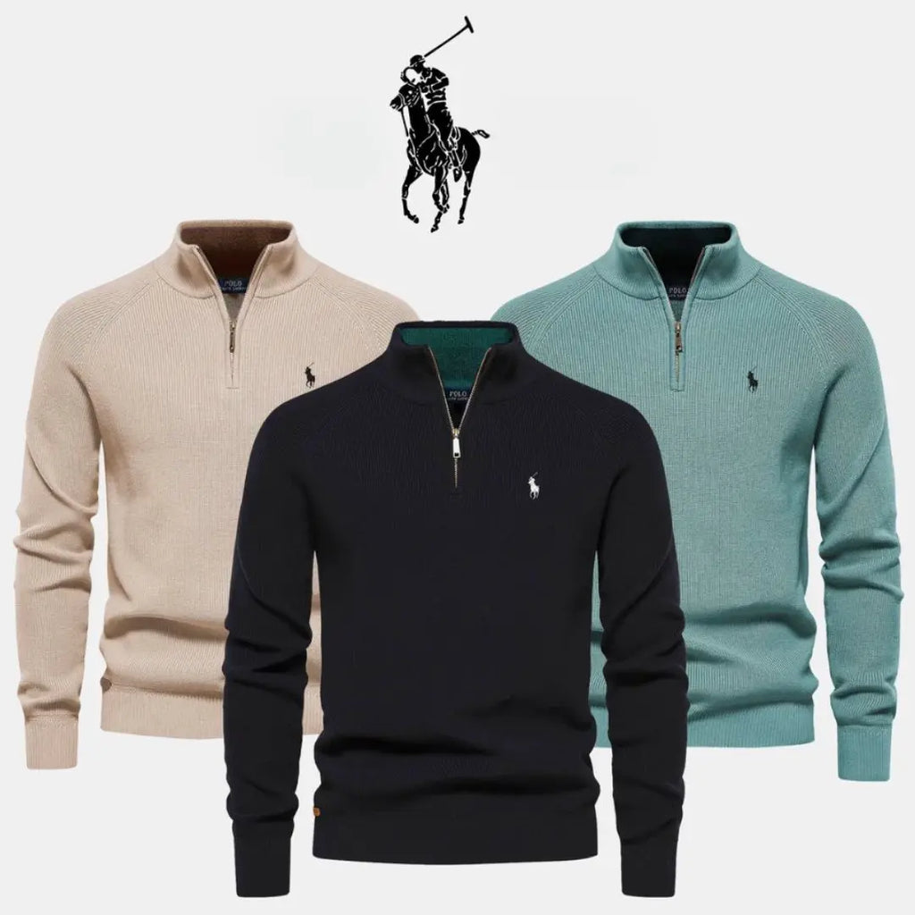 Pullover a coste con chiusura a mezza zip™