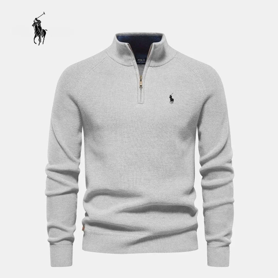 Pullover a coste con chiusura a mezza zip™