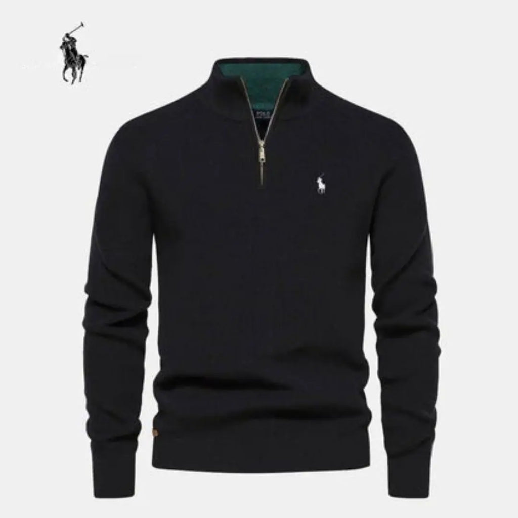 Pullover a coste con chiusura a mezza zip™