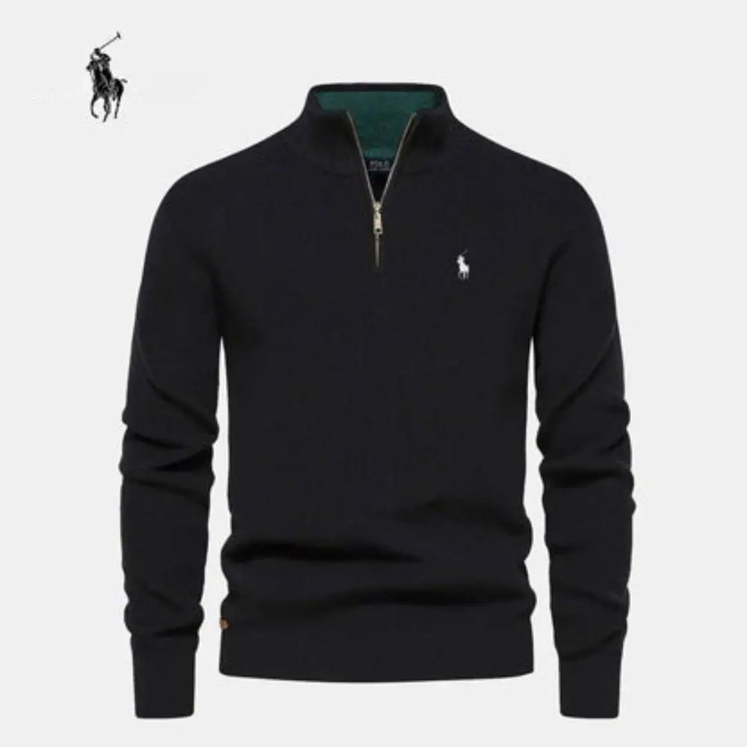 Pullover a coste con chiusura a mezza zip™