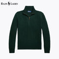 RL kabelstrikket kashmir-jumper med kvart lynlås