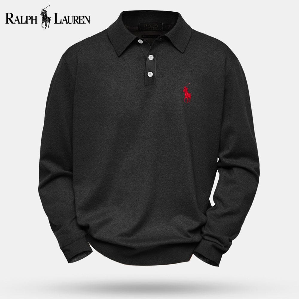 RL strikket sweater i kabelstrikket uld