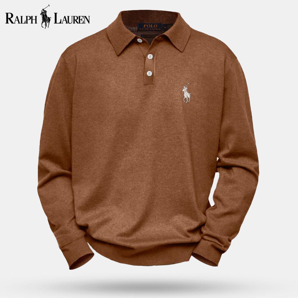 RL strikket sweater i kabelstrikket uld