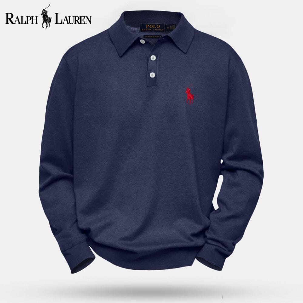 RL strikket sweater i kabelstrikket uld
