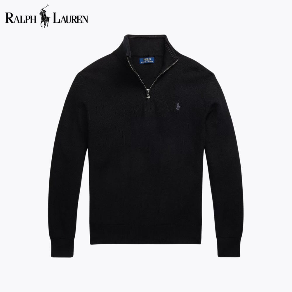 RL Pullover aus Baumwoll-Meshstrick mit Viertelreißverschluss