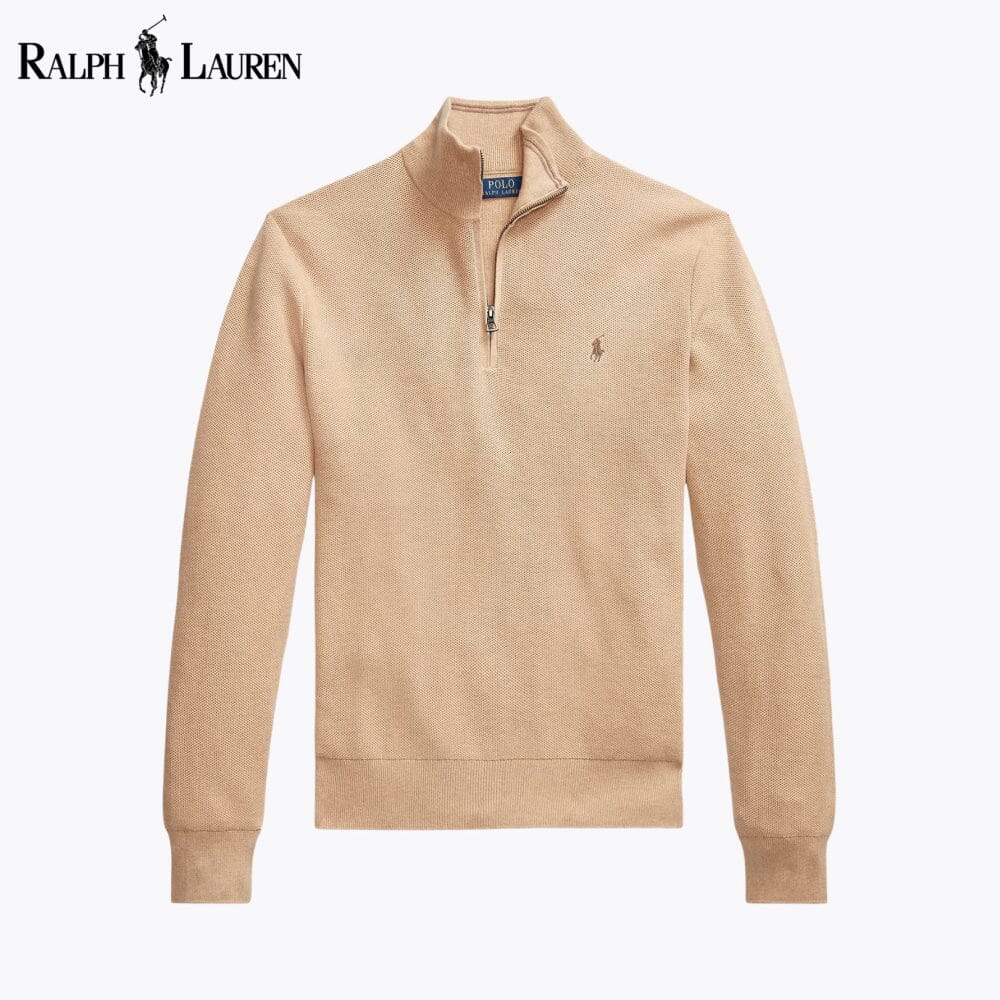 RL Pullover aus Baumwoll-Meshstrick mit Viertelreißverschluss