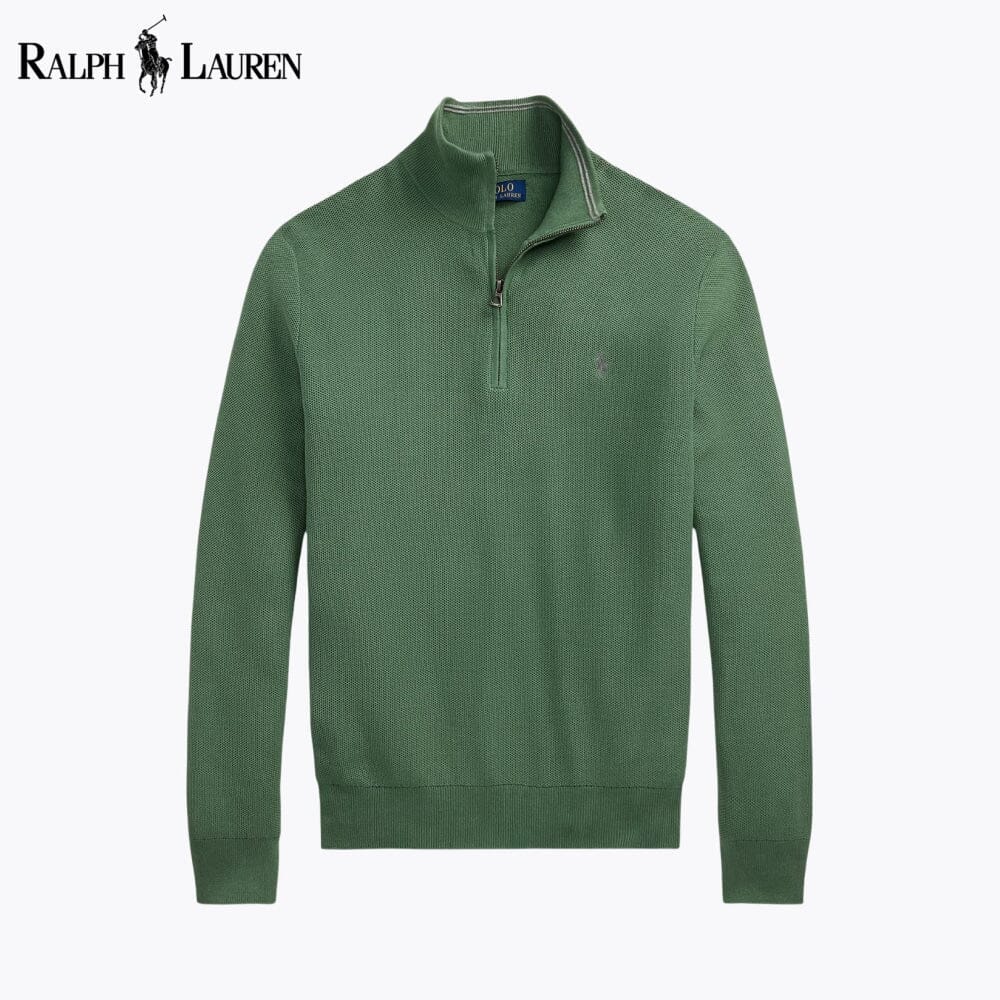 RL Pullover aus Baumwoll-Meshstrick mit Viertelreißverschluss