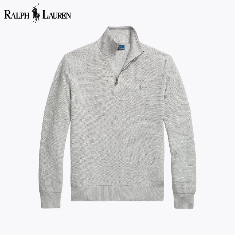 RL Pullover aus Baumwoll-Meshstrick mit Viertelreißverschluss