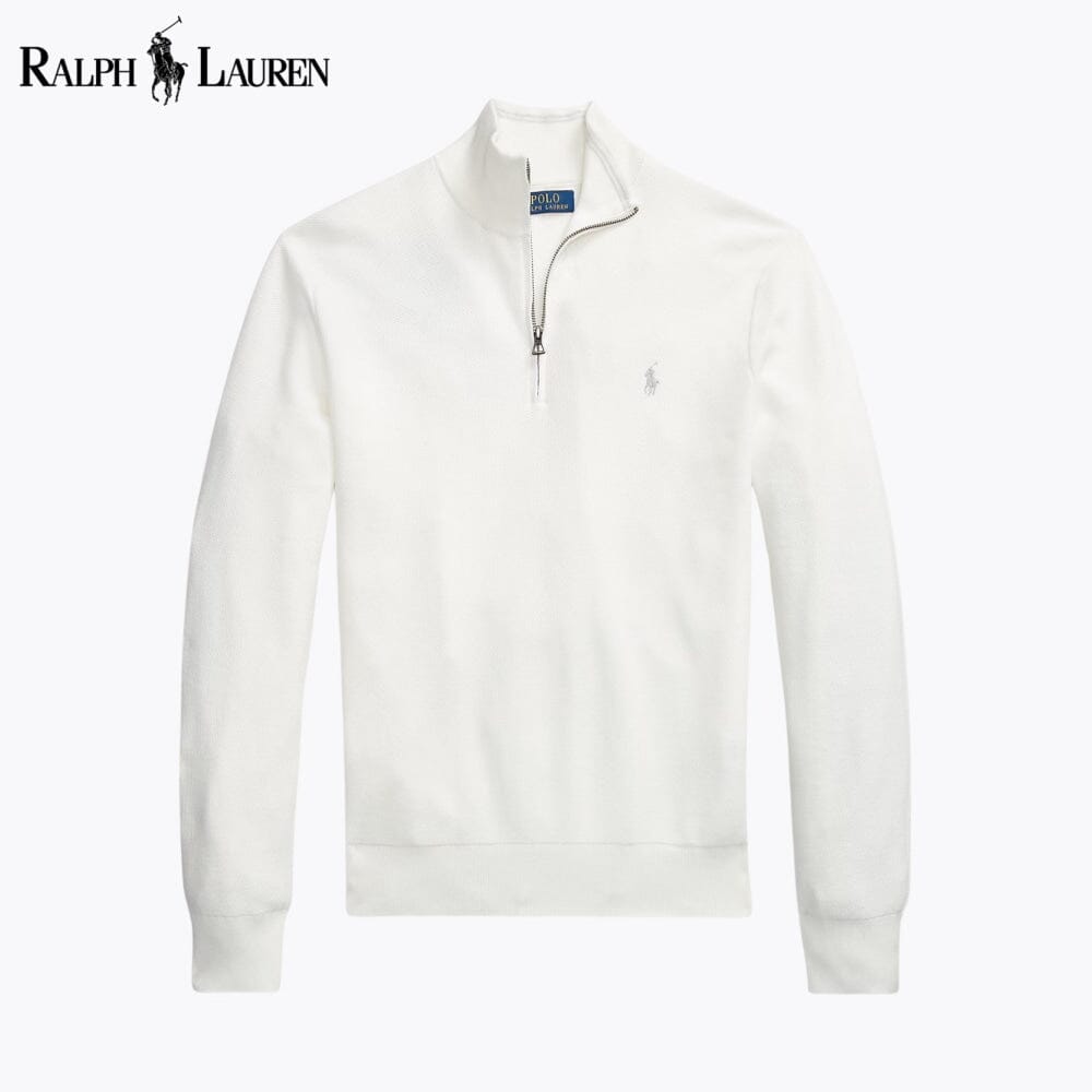 RL Pullover aus Baumwoll-Meshstrick mit Viertelreißverschluss
