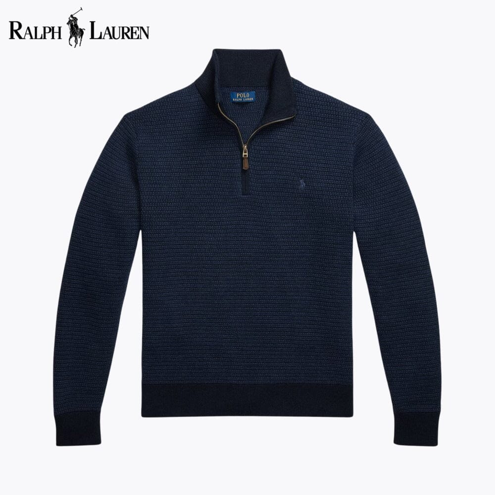 RL Waschbarer Wollpullover mit Viertelreißverschluss