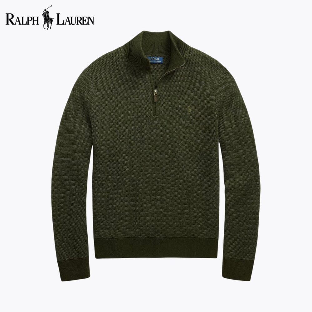 Maglione RL in lana lavabile con cerniera a un quarto